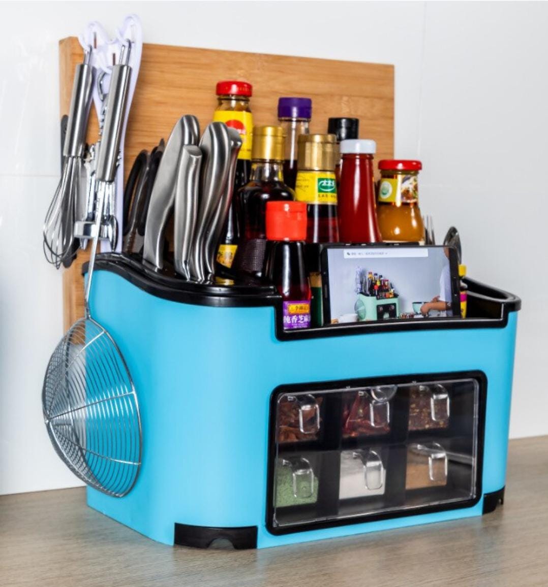 Klaxon Multifunction Kitchen Storage Rack - Spice Rack, Knife Block, Spoon Holder, Oil Containe