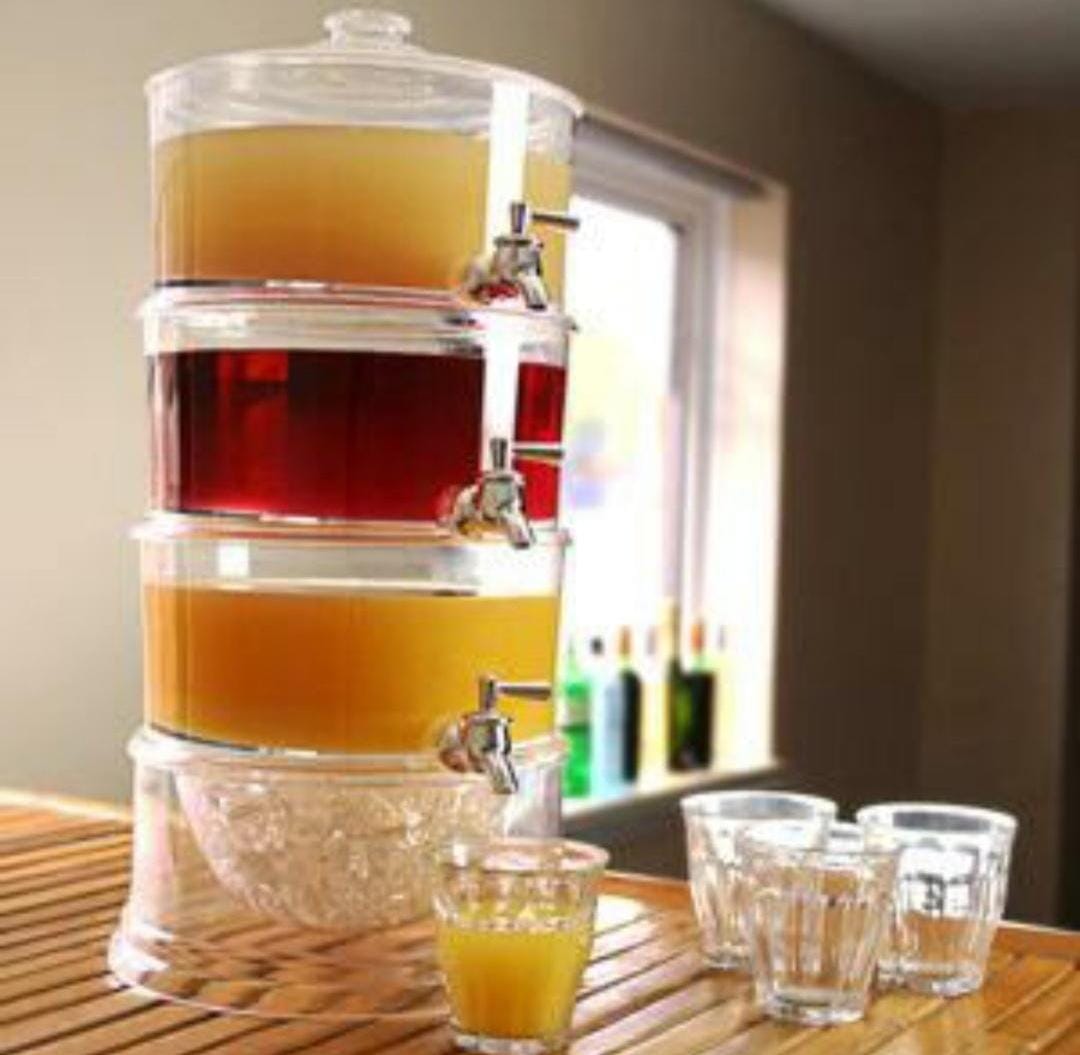 Plastic Triple Custom Drink Beverage Juice Tower 3 Tier Drink Dispenser