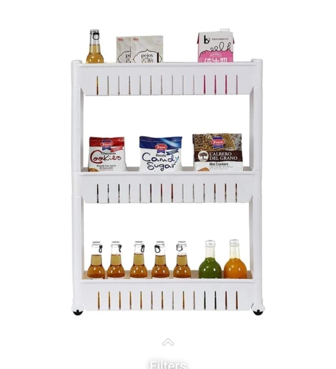 ROLLYWARE Plastic 4 Shelves Multipurpose Slim Kitchen Organizer Storage Rack with Wheels for Home, Office, Bedroom, Bathroom (4 Shelevs, White)