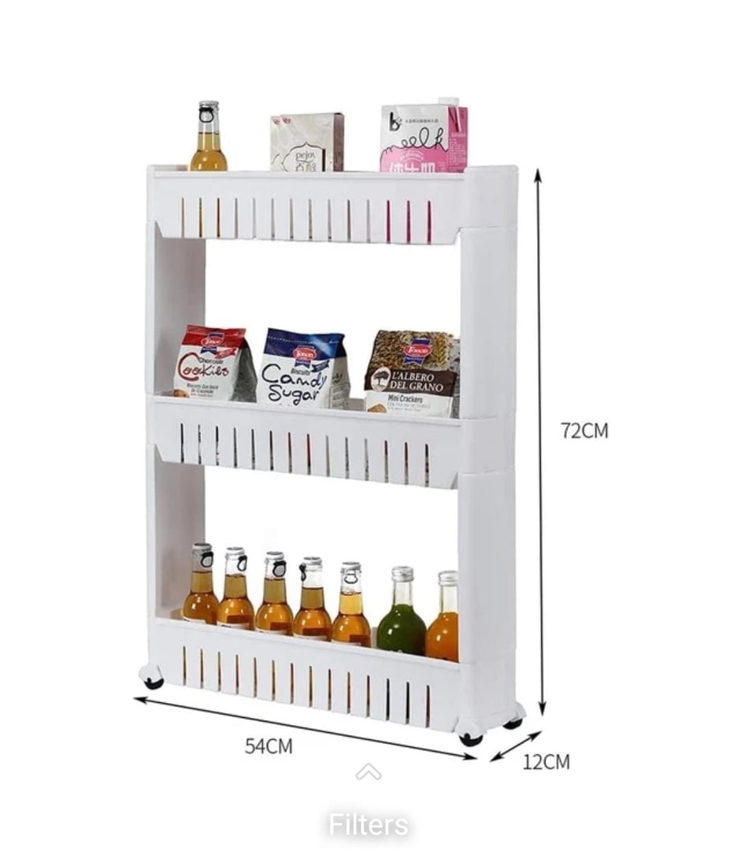 ROLLYWARE Plastic 4 Shelves Multipurpose Slim Kitchen Organizer Storage Rack with Wheels for Home, Office, Bedroom, Bathroom (4 Shelevs, White)