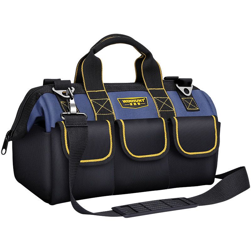 Waterproof Tool Bag for Men, Top Wide Neck Tool Bag for Hand/Strength, Adjustable Shoulder Straps with Large Capacity (Blue and Black)