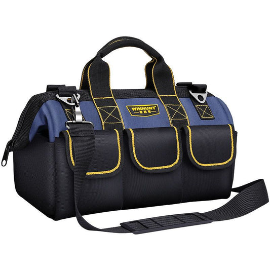 Waterproof Tool Bag for Men, Top Wide Neck Tool Bag for Hand/Strength, Adjustable Shoulder Straps with Large Capacity (Blue and Black)