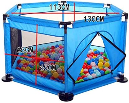 Foldable Baby Kids Playpen Activity Center Room Fitted Floor Baby Kids Safety Protection Care Playpen Tent Crawling Game Folding Fence Toys Blue