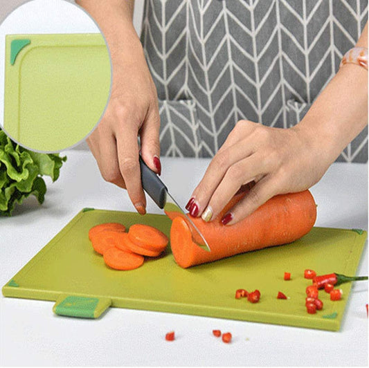 Plastic Cutting Board Set with Storage Case Color-Coded Dishwasher-Safe Non-Slip, Large, Sky