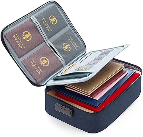 Waterproof Document Bag,ShowTop 3-Layer Document Storage Bag with Password Lock,A4 Letter Size Document Holder,Filing Pouch File Pocket Organizer for Passport,Legal Documents,Files,Valuables