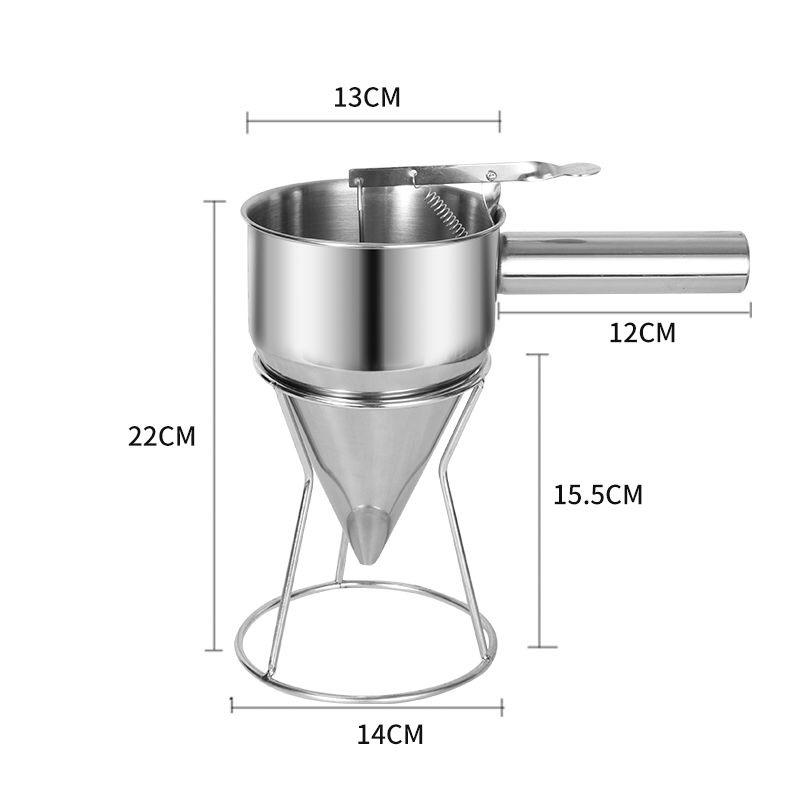  Stainless Steel Pancake Batter Dispenser Funnels with Stand Great for Cupcakes, Takoyaki or Any Baked Goods