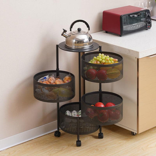 HOME CUBE Metal 4 Layer Portable Rotating Round Storage Rack for Fruits & Vegetable