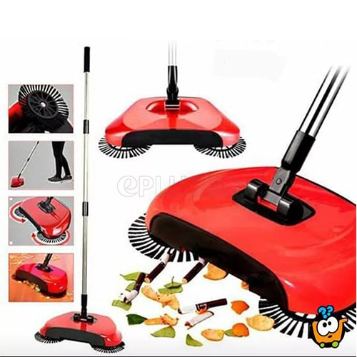 3-in-1 Floor Cleaning System Automatic Plastic Sweeping Machine, Dustpan and Trash Bin