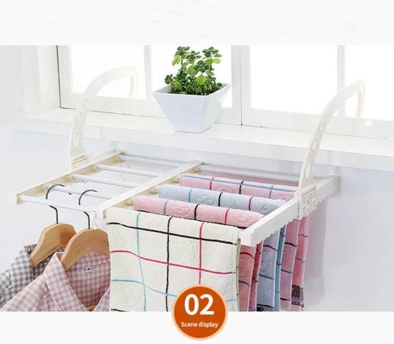 HyFanStr Expandable Clothes Drying Rack Over Door Towel Rail Indoor Outdoor Adjustable Storage Rack for Balcony Window Sill Radiator Guardrail