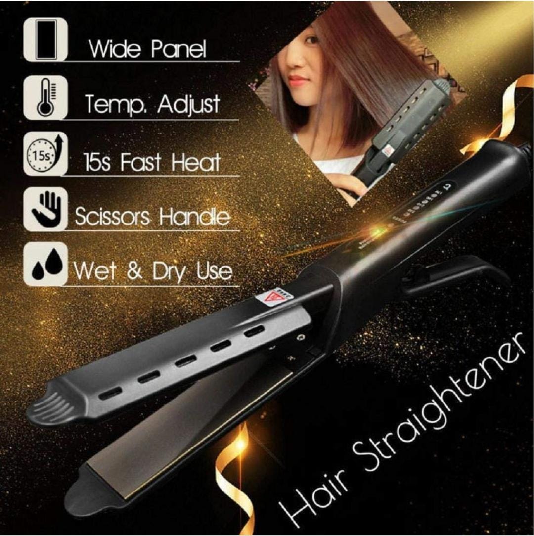 Hair Iron, Ceramic Tourmaline Ionic Flat Iron Hair Straightener, Dual use Dry and Wet for Hair Care Adjustable Temperature, for All Hair Types