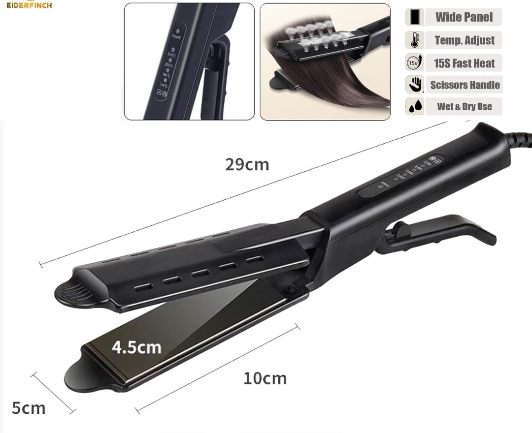 Hair Iron, Ceramic Tourmaline Ionic Flat Iron Hair Straightener, Dual use Dry and Wet for Hair Care Adjustable Temperature, for All Hair Types