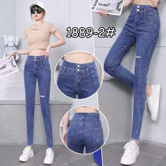 Stretch high waist jeans women’s 2023 summer new fashion trend Korean version slim  pencil pants