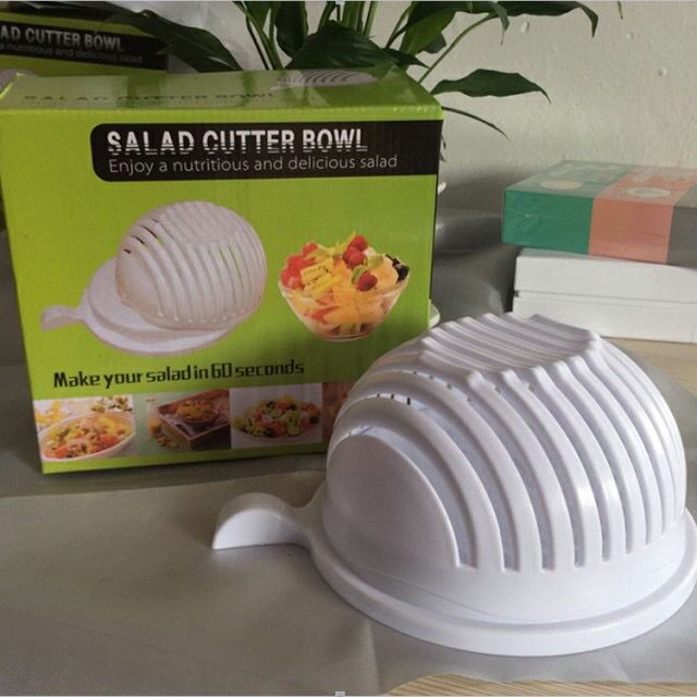 Salad Cutter Bowl Upgraded Easy Speed Salad Maker,Fast Fruit Vegetable Salad Chopper Bowl ,Fresh Salad Slicer ,One People Size,White