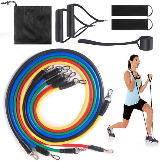11pcs Latex Resistance Bands Fitness Exercise Tube Rope Set Yoga ABS P90X Workout
